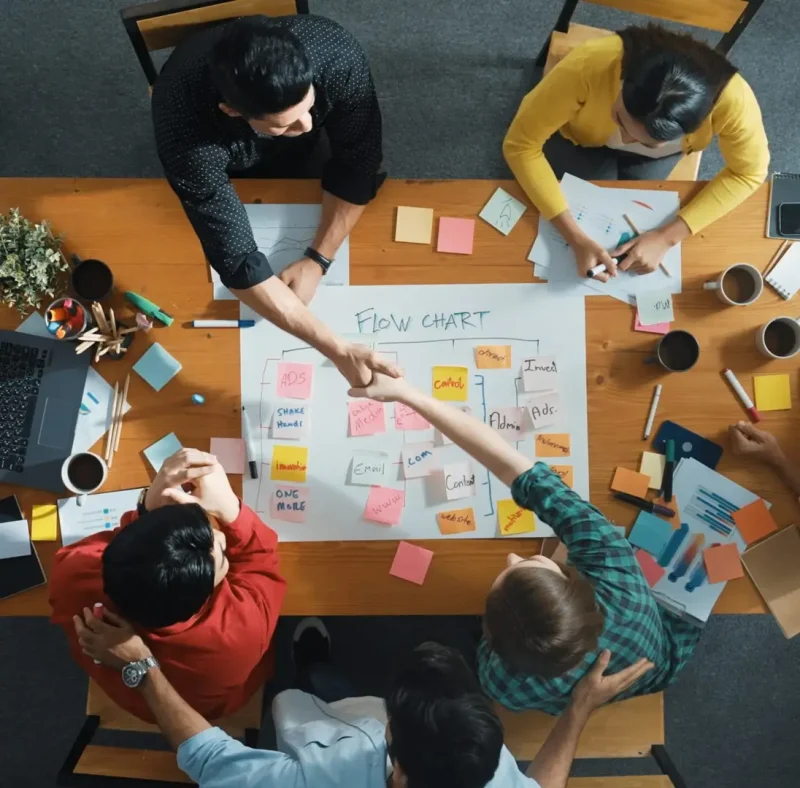 Top,Down,Aerial,View,Of,Professional,Business,People,Hands,Making